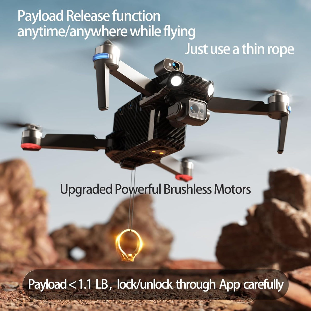 Bingchat AE Pro+ professional drone full view with 4K HD camera and carbon fiber frame